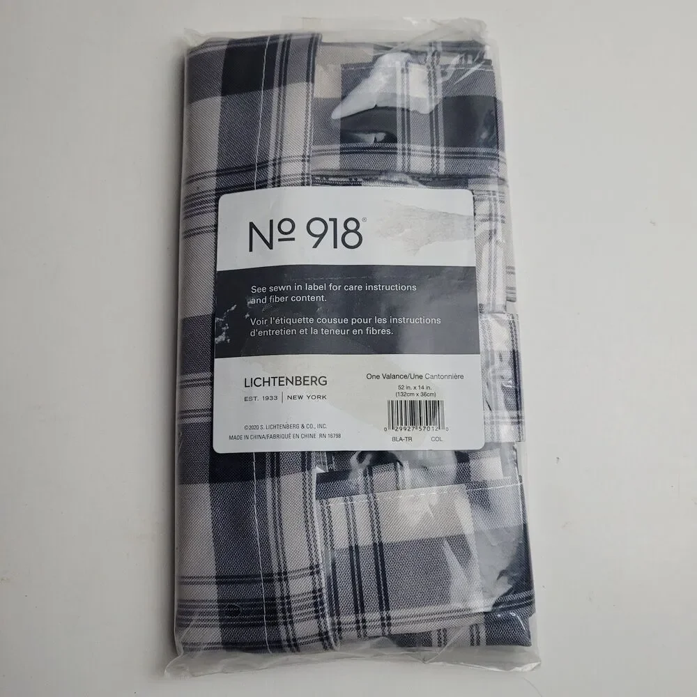 NEW No. 918 Blair farmhouse plaid semi-sheer tab top curtain valance 52x14 #BT2